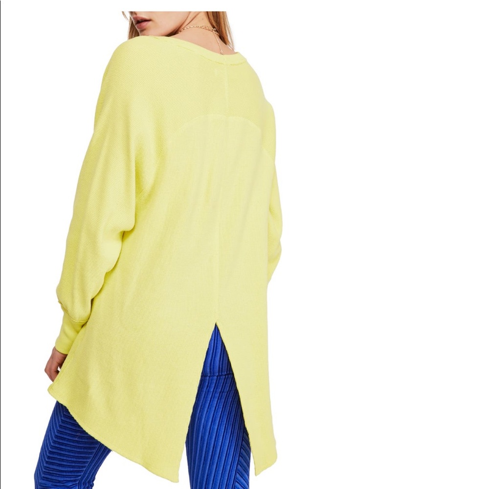 Free People Amelia Thermal Top. Color Lemon Squeeze. Size small.